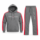 Men’s Grey Hooded Tracksuit with Red Stripes NS75