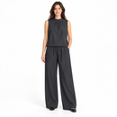 Women’s Black Sleeveless High-Neck Top & Wide-Leg Trouser Set 135601