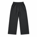 Charcoal Textured Wide-Leg Trousers with Elastic Waist WB895423
