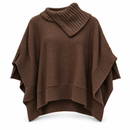 Women’s Chocolate Brown Cowl-Neck Knit Poncho NS60