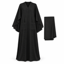Women’s Black Layered-Sleeve Abaya with Matching Scarf YD33