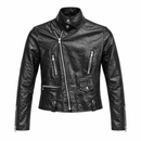 Women’s Black Leather-Look Biker Jacket NS48