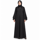 Women’s Black Layered-Sleeve Abaya with Matching Scarf YD33