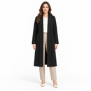 Women’s Black Longline Open-Front Shawl-Collar Coat NS53