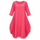 Women’s Coral Pink Three-Quarter Sleeve Cocoon Dress YD16