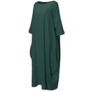 Zanzea Cotton Linen Loose Vintage Dress Women Summer Fashion Long Sleeve O Neck Elegant Party Beach Dress Streetwear Sundress S4100683 - Tuzzut.com Qatar Online Shopping
