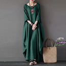 Zanzea Cotton Linen Loose Vintage Dress Women Summer Fashion Long Sleeve O Neck Elegant Party Beach Dress Streetwear Sundress S4100683 - Tuzzut.com Qatar Online Shopping