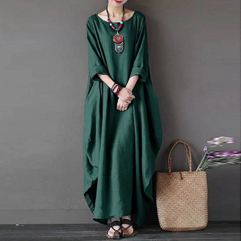 Zanzea Cotton Linen Loose Vintage Dress Women Summer Fashion Long
