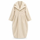 Women’s Ivory Double-Breasted Pleated Long Coat 30308