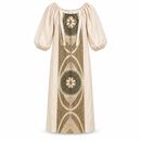Women’s Cream Geometric Print Puff Sleeve Maxi Dress 1117