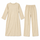 Cream Beige Long-Sleeve Tunic & Elastic-Waist Trouser Set 125403