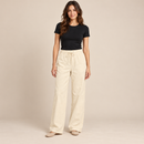 Women’s Cream Drawstring Straight-Leg Trousers NS102