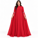 Red Crystal-Trim Cape-Sleeve Maxi Dress S48980