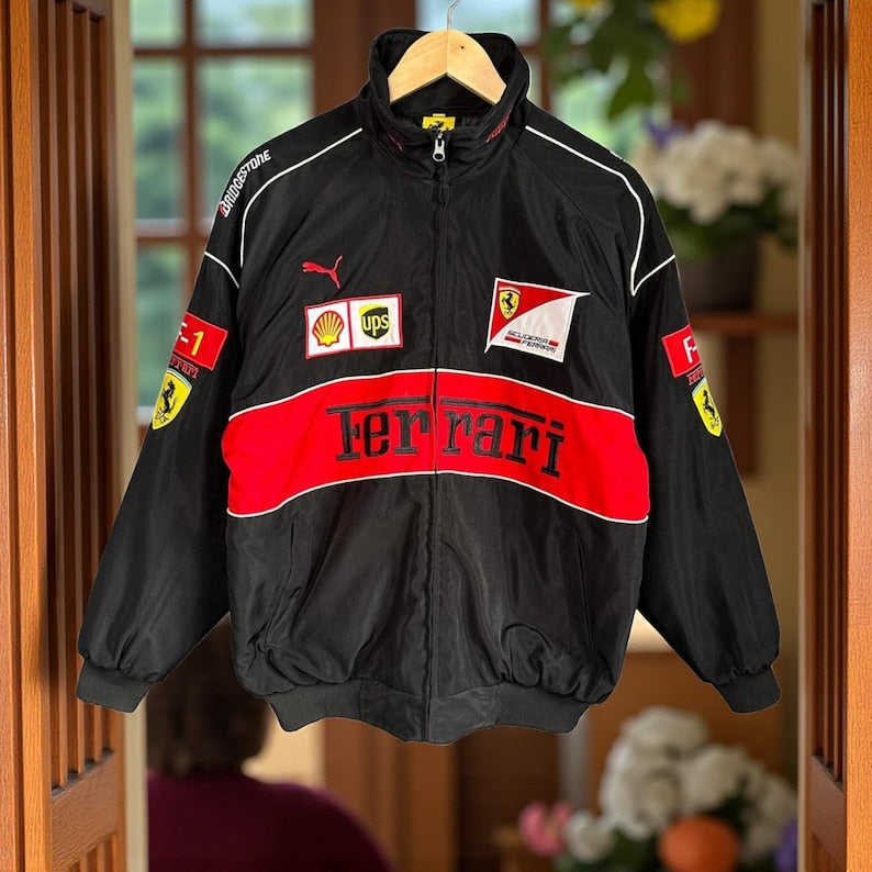 Stylish Black Bomber Racing Jacket 1306