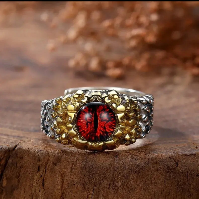 Mens Rings Vintage Punk Style Hip Hop Pythons Snake Eye Unique Crafts Red Ring S70218