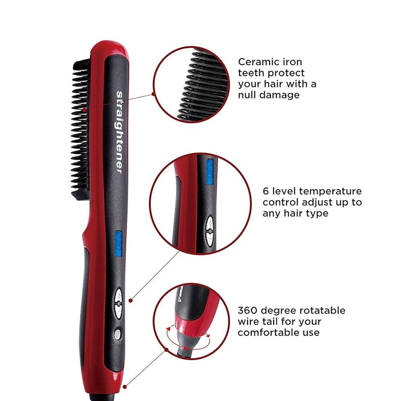Hair Straightening Brush Straight Hair Comb HQT-908A - TUZZUT Qatar Online Shopping