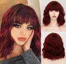 Fashion wine red short synthetic wig Women's S4454599 - TUZZUT Qatar Online Shopping
