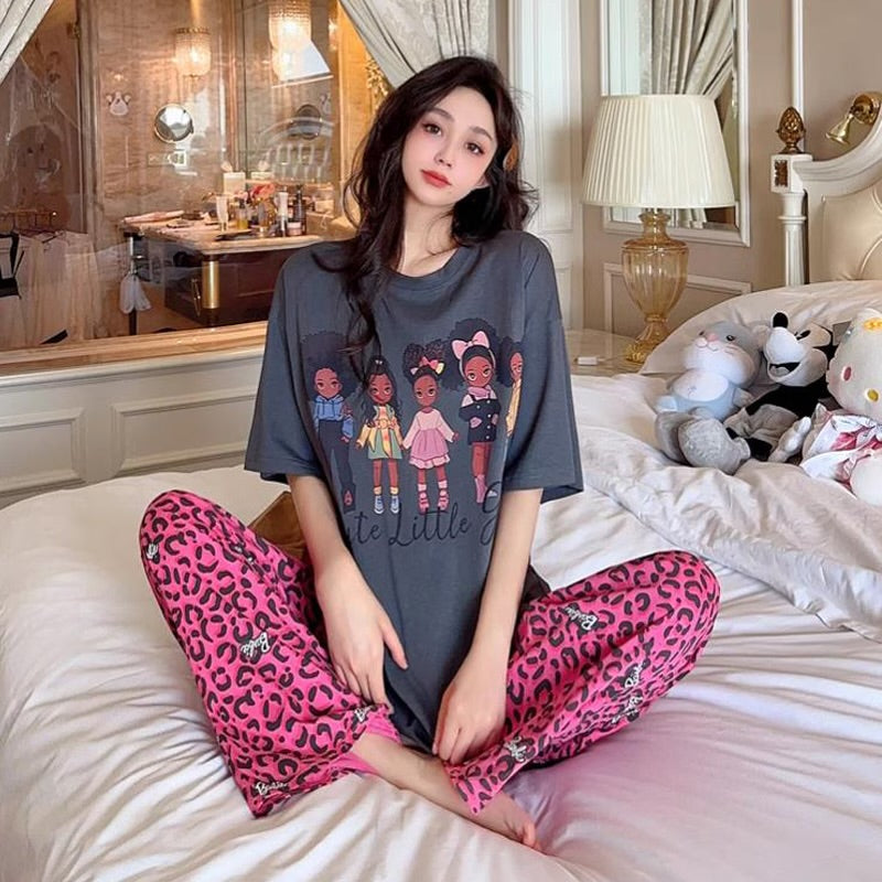 2 Pcs Women 's Short Sleeve Sleep Set Size-S 589842 - TUZZUT Qatar Online Shopping