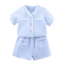 Baby Girls V Neck Bubble Sleeve Top Woven Pocket Pants 1550011 - TUZZUT Qatar Online Shopping