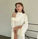 High Quality Exquisite  Collar A-line Evening  Satin Anke Length  138678 - TUZZUT Qatar Online Shopping