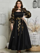 Women’s printing gold satin ball pendulum dress S4974676 - TUZZUT Qatar Online Shopping