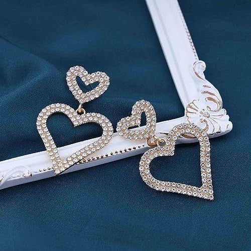 Rhinestone Heart Dangle Earrings S4795560 - TUZZUT Qatar Online Shopping