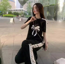 Short Sleeve Wide Leg Pants Two-Piece Set for Women 543450 - TUZZUT Qatar Online Shopping