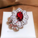 Silver Radiant Colorful Zircon Light Luxury Flower Type Rings S4653514 - TUZZUT Qatar Online Shopping