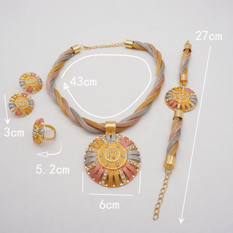 Fashion Elegant Round Pendant Necklace Jewelry Sets S4128466 - TUZZUT Qatar Online Shopping