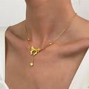 Women Fashion Vintage Gold Bow Heart Tassel Princess Necklace 6513 - TUZZUT Qatar Online Shopping