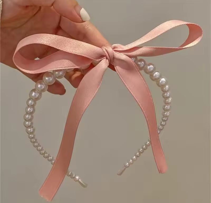 French Pink Butterfly Knot Pearl Hairband 1526302 - TUZZUT Qatar Online Shopping