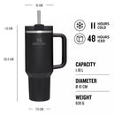 Stanley Vacuum Insulated Tumbler with Lid and Straw for Water 1.18L (Black) - TUZZUT Qatar Online Shopping