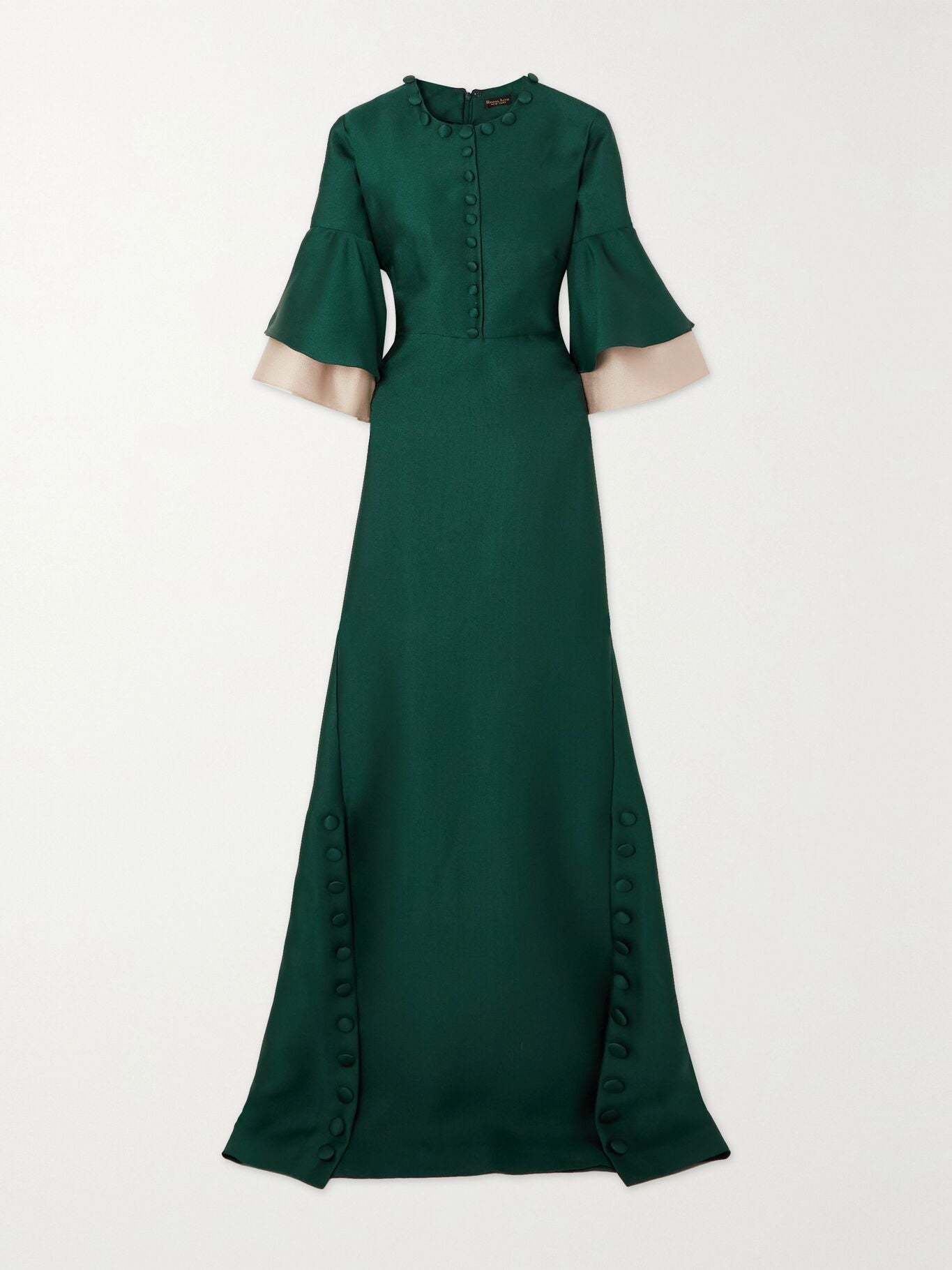 Long Green Evening Dresses with Buttons A-Line O-Neck 131200 Long Green Evening Dresses with Buttons A-Line O-Neck 131200