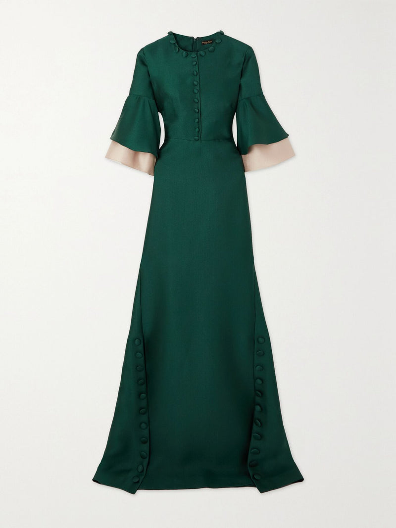 Long Green Evening Dresses with Buttons A-Line O-Neck  131200 - TUZZUT Qatar Online Shopping