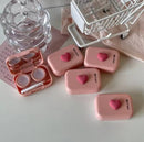 Pink Heart Square Contact Lenses Case with Tweezers - TUZZUT Qatar Online Shopping