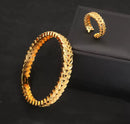 Bangles with Ring Leaves Design Cuff Bracelet 63417 - TUZZUT Qatar Online Shopping
