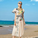 Runway Summer New Women'S Fashion Dress Holiday Party Elegant Casual Gorgeous Lace Embroidered Sequins Midi Dress S3470039 - Tuzzut.com Qatar Online Shopping