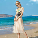 Runway Summer New Women'S Fashion Dress Holiday Party Elegant Casual Gorgeous Lace Embroidered Sequins Midi Dress S3470039 - Tuzzut.com Qatar Online Shopping