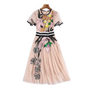 Runway Summer New Women'S Fashion Dress Holiday Party Elegant Casual Gorgeous Lace Embroidered Sequins Midi Dress S3470039 - Tuzzut.com Qatar Online Shopping