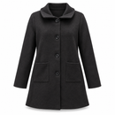 Women’s Charcoal Button-Front Coat with Patch Pockets YD85