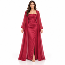 Women’s Deep Rose Satin Maxi Dress & Sheer Robe Set S5070
