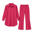 Women’s Deep Rose Pink Long Shirt & Trouser Two-Piece Set 42526