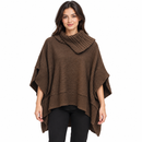 Women’s Chocolate Brown Cowl-Neck Knit Poncho NS60
