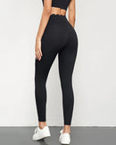 High Waist Scallop Energy Leggings in Black W999 - TUZZUT Qatar Online Shopping
