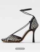 Ankle Strap Hollow Out Crystal Diamond Sandals  S4573902 - TUZZUT Qatar Online Shopping