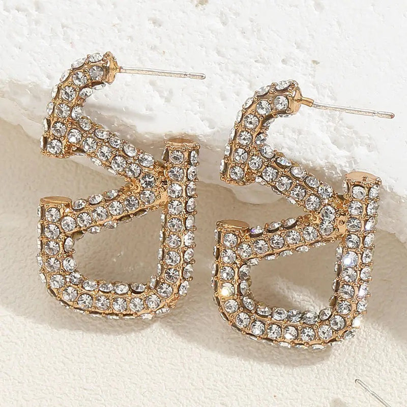 Alphabet Earrings Women's Luxury Gold Earrings Personality Design Sense Simple Earrings X4455332 - TUZZUT Qatar Online Shopping
