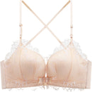 Women's Front Closure Wireless Eyelash Bralettethin Straps Comfort Halter Backless Cross Multiway Convertible Bras 71142 - TUZZUT Qatar Online Shopping