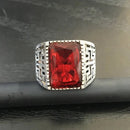 Fashion Men's Cool Silver color 316L Stainless Steel Blue Square Gem Casted Band Ring X17441 - TUZZUT Qatar Online Shopping