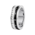 Roman Numeral Double Ring Titanium Steel Ring Acrylic Crystal Multi-Layered Ring For Women S4471114(size10#) - TUZZUT Qatar Online Shopping