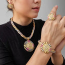 Fashion Elegant Round Pendant Necklace Jewelry Sets S4128466 - TUZZUT Qatar Online Shopping